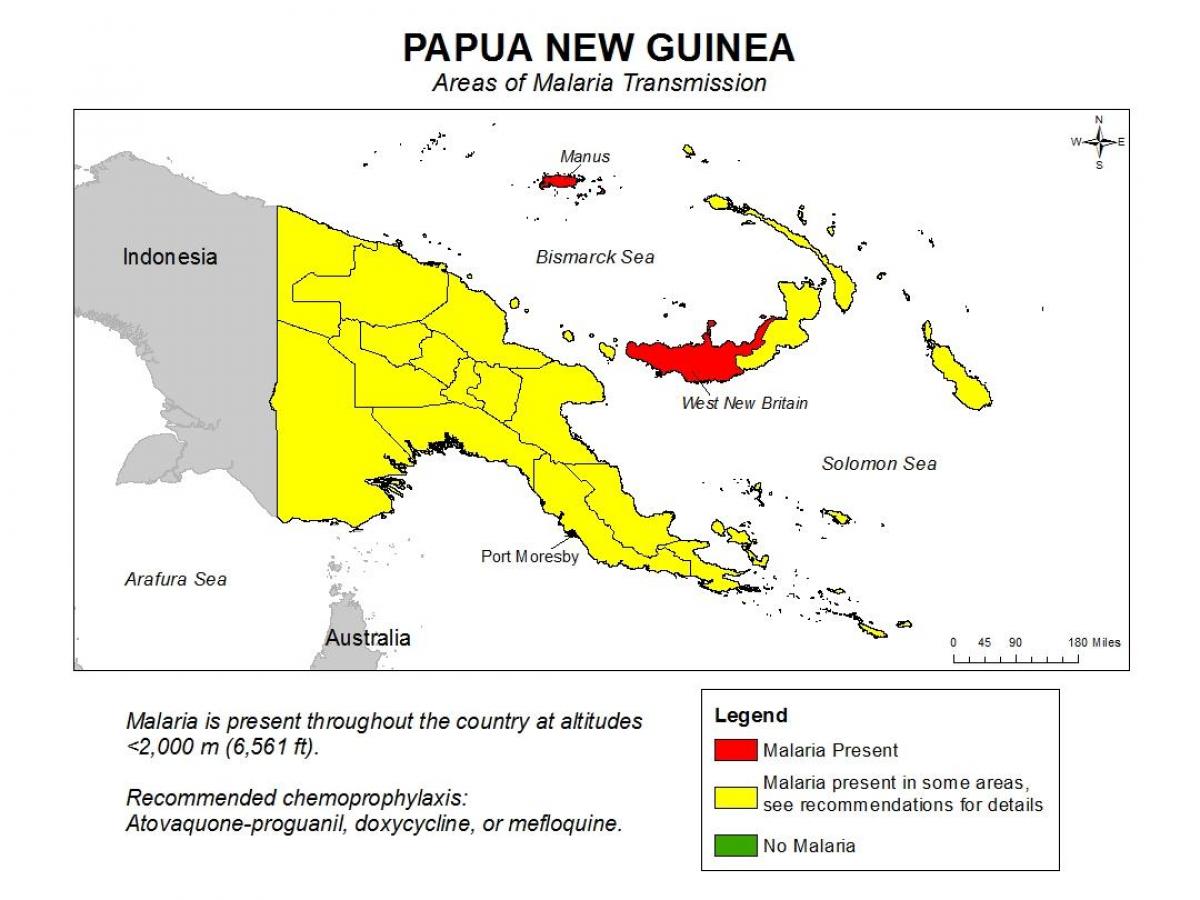 map of papua new guinea malaria