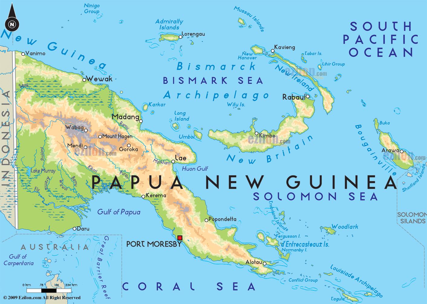 Capital city of papua new guinea map - Map of capital city of papua new
